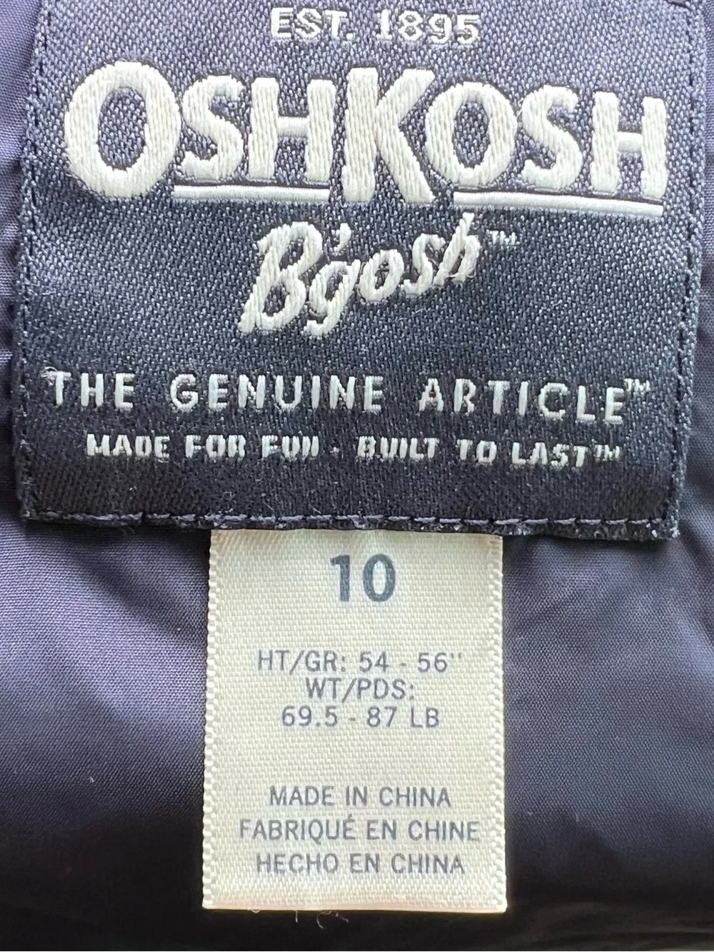 OshKosh B’gosh Navy Camo Windbreaker Jacket Size 10